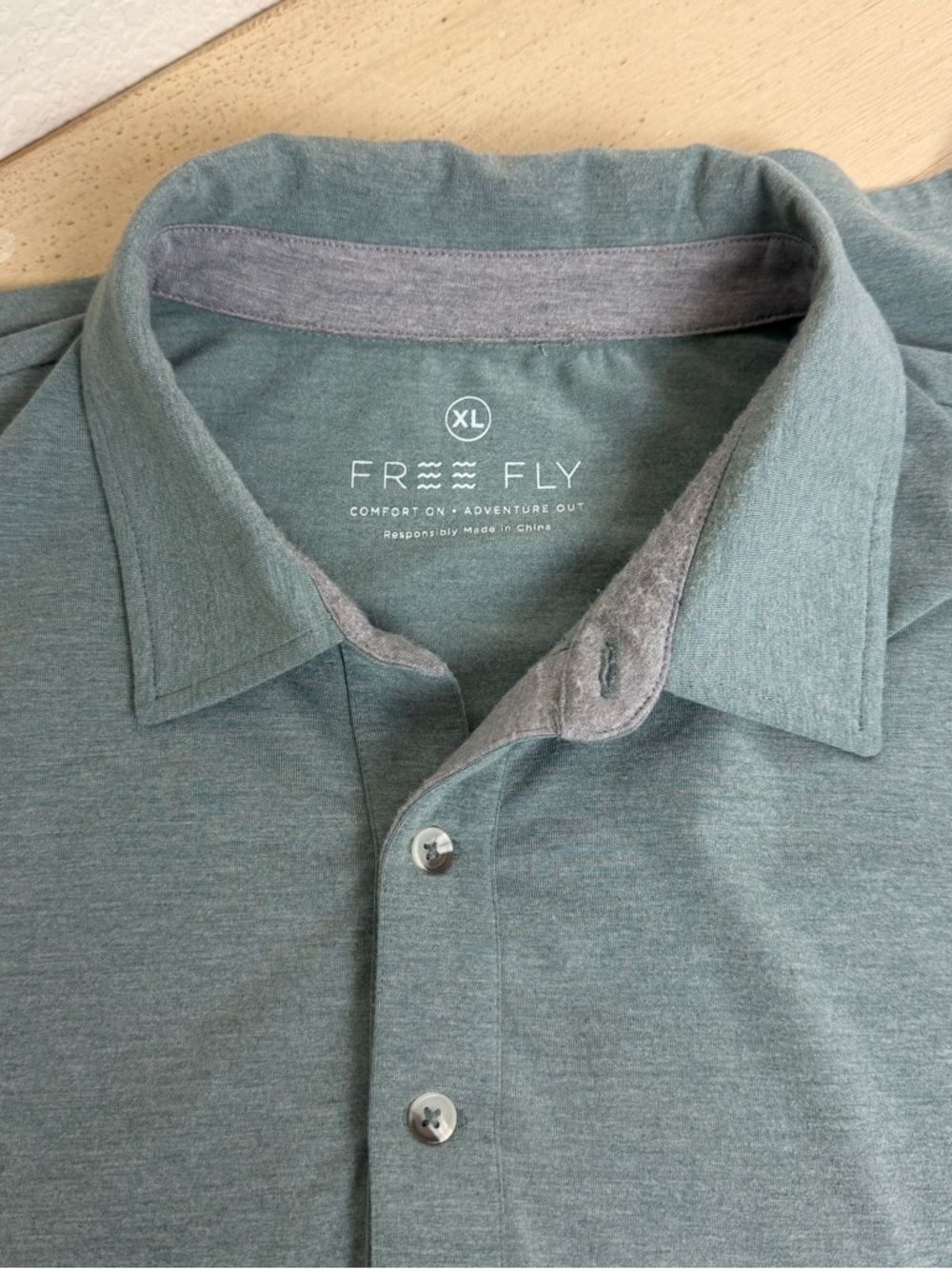 Free Fly Men's Bamboo Flex Polo | XL | Blueish Green - Picture 7 of 8